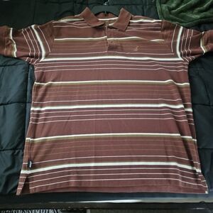 Men's Burgundy Striped Polo Shirt